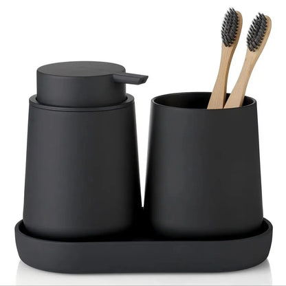 Set Salle de Bain 3 Pièces Noir Minimaliste - 320ml