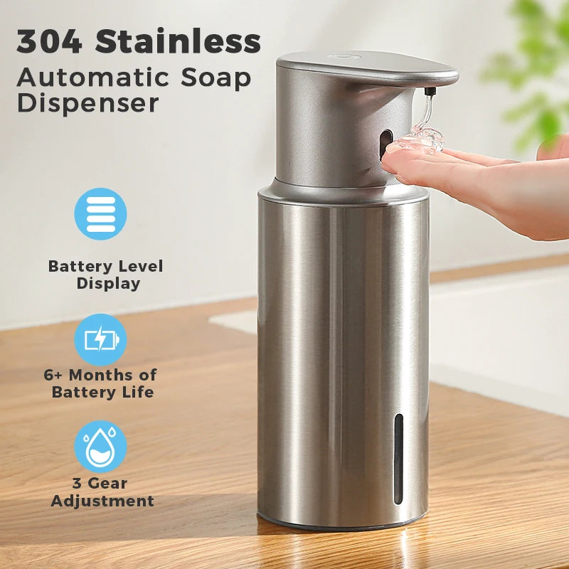 Distributeur Savon Cuisine Inox 480ml Noir - Capteur Intelligent