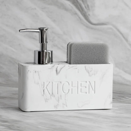 Set Distributeur Savon Cuisine Pierre Sable Blanc