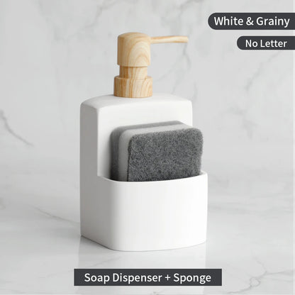 Set Distributeur Savon Cuisine Pierre Marbre Bleu Compact