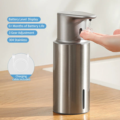 Distributeur Savon Cuisine Inox 480ml Noir - Capteur Intelligent