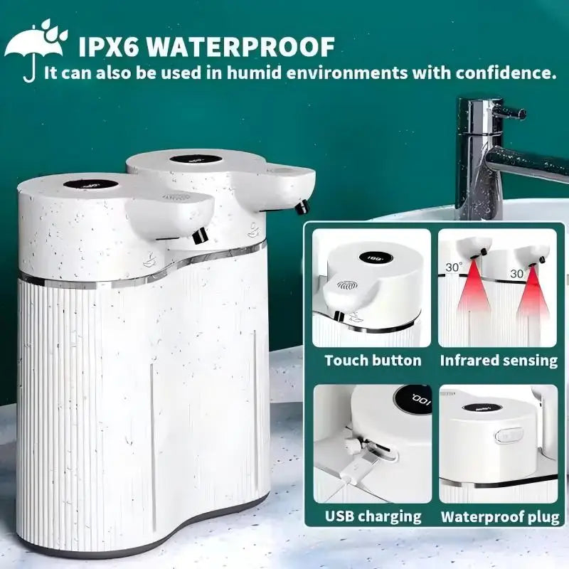 Distributeur électrique de savon double tête sans contact pour lavage des mains