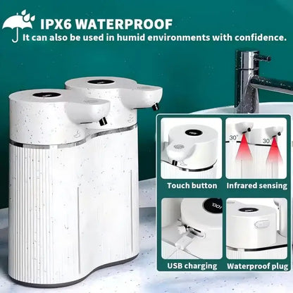 Distributeur électrique de savon double tête sans contact pour lavage des mains
