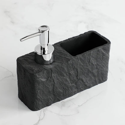 Distributeur Savon Cuisine Effet Pierre Jaune avec Porte-Éponge