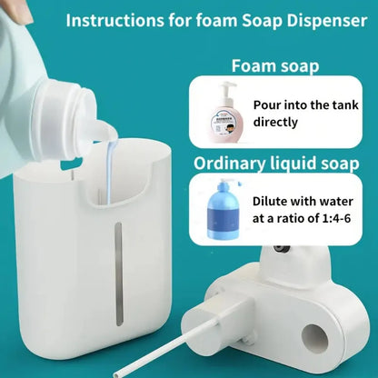 Distributeur Savon Automatique 500ml Blanc - Gel - Écran LED