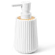 Distributeur Savon Noir Mat Rayé Finition Bambou Blanc - 250ml