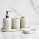 Set Salle de Bain 5 Pièces Beige - Distributeur, Brosse, Gobelet