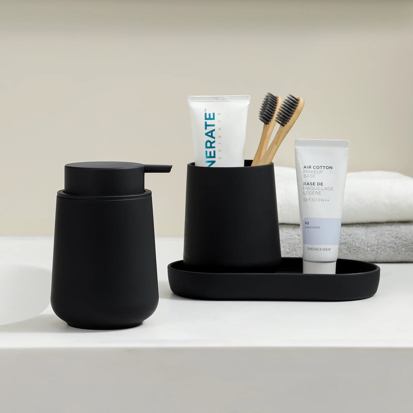Set Salle de Bain 3 Pièces Blanc Minimaliste - 320ml