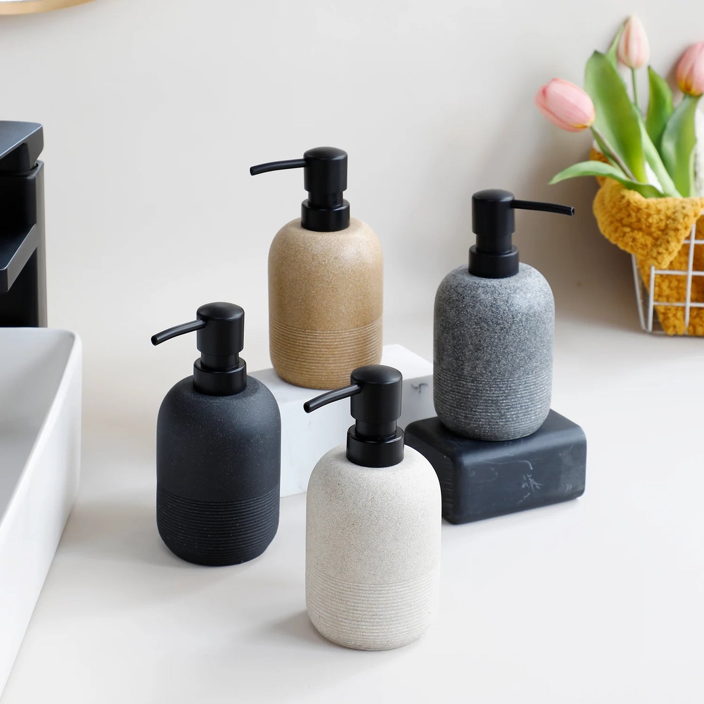Distributeur Savon Rechargeable Marron - Cuisine Salle de Bain Douche