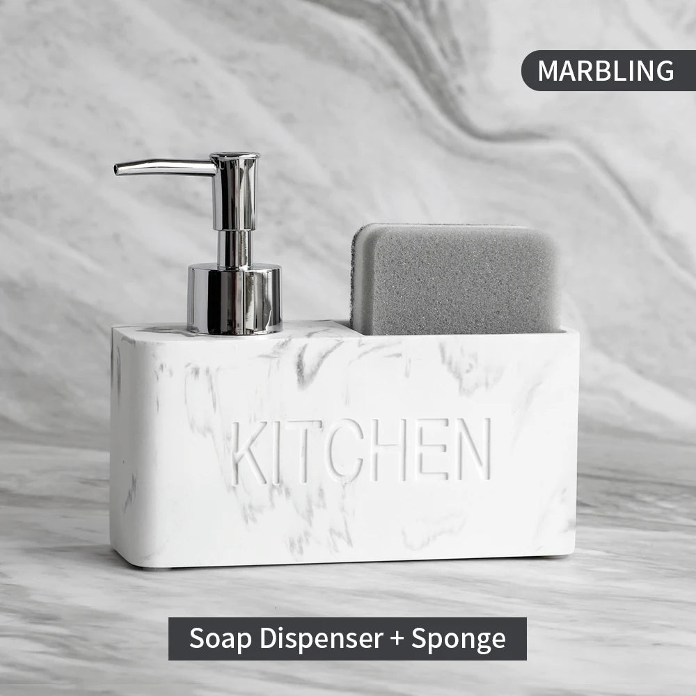 Set Distributeur Savon Cuisine Pierre Sable Blanc