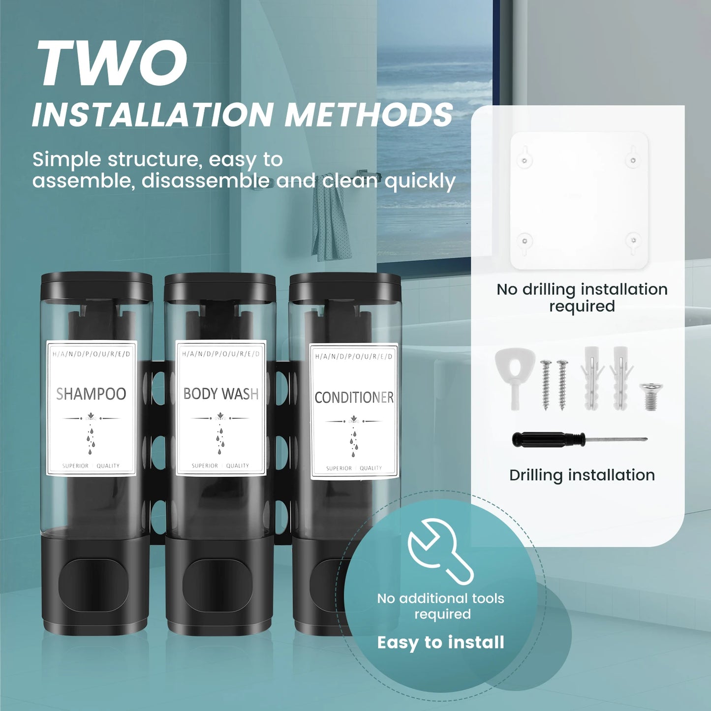 Distributeur mural de savon rechargeable pour salle de bain et cuisine