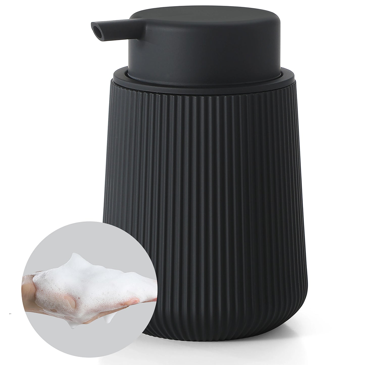 Distributeur Savon Mousse Noir Mat Rayé Blanc - 320ml