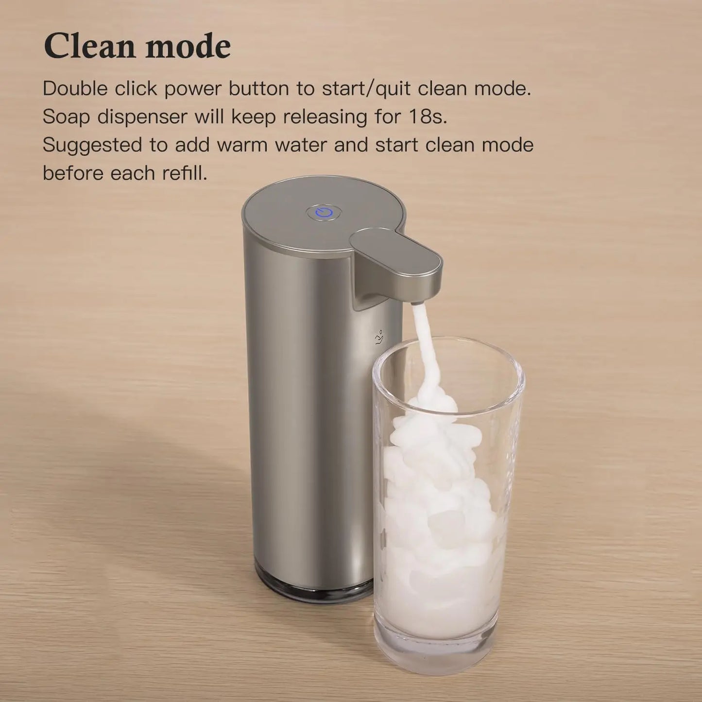 Distributeur Savon Automatique Inox avec Éclairage LED Cuisine et Salle de Bain