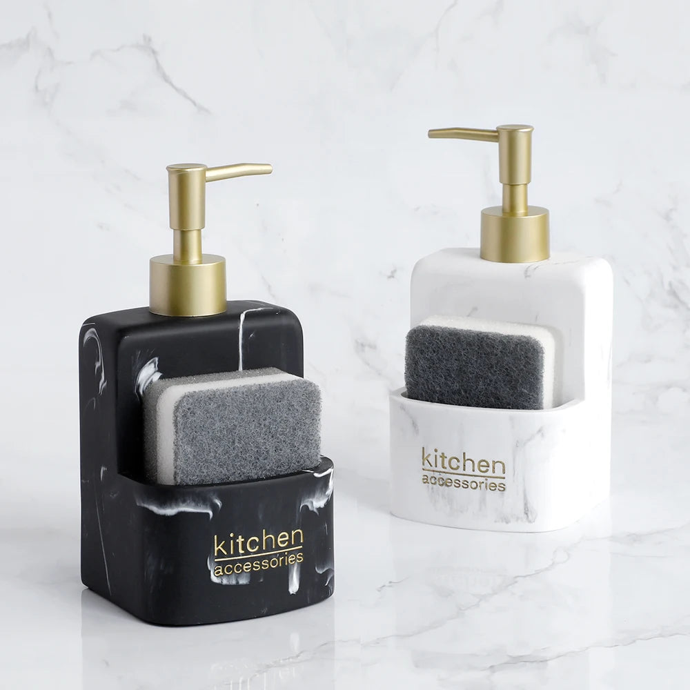 Set Distributeur Savon Cuisine Pierre Gris Sable Compact