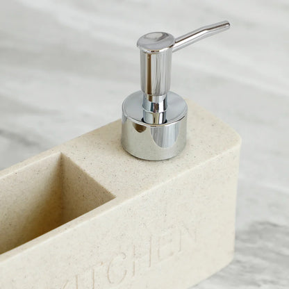 Set Distributeur Savon Cuisine Pierre Sable Blanc